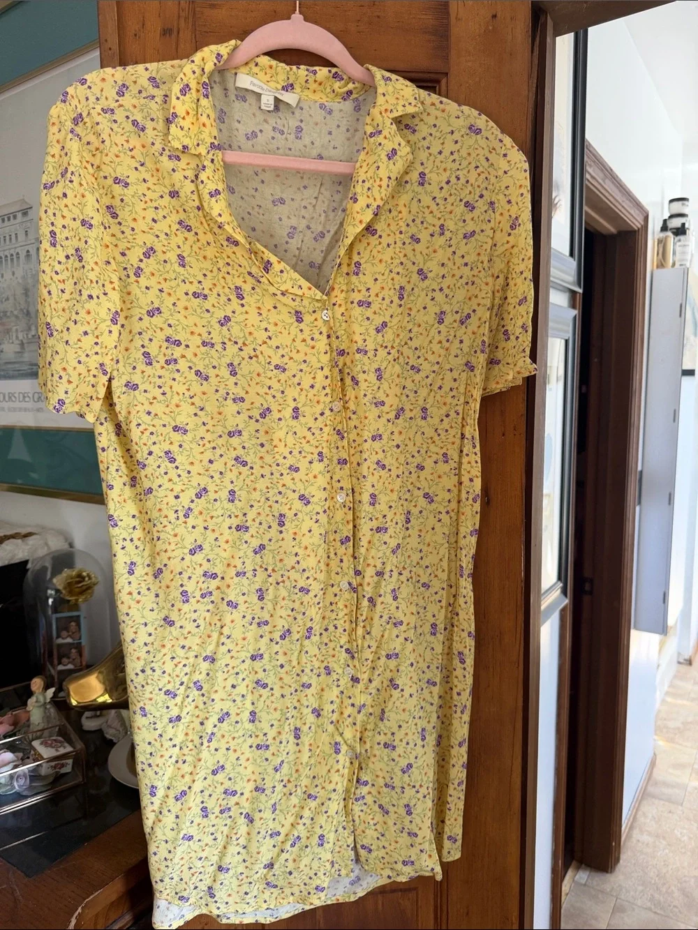 Favorite Daughter Yellow Mini Dress with Purple Floral Print